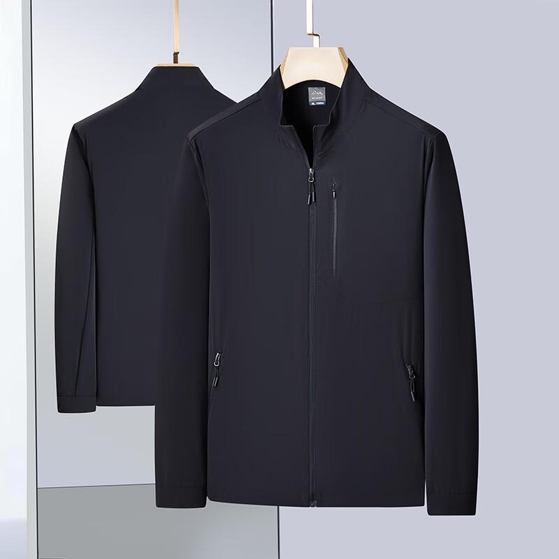 Dibenze Men's Plus Size Ice Silk Cool-Touch Stand-Collar Jacket
