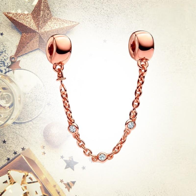 Sparkling Safety Chain Collection Charm Bead Charms Triple Clear Stone Safety Chain Safety Chain Clip Compatible With Authentic Bracelets Do It Yourse