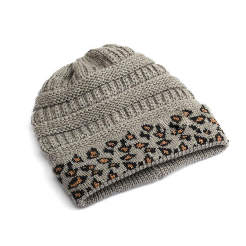Women S Winter Warm Knit Beanie Hat Leopard Pattern Adult