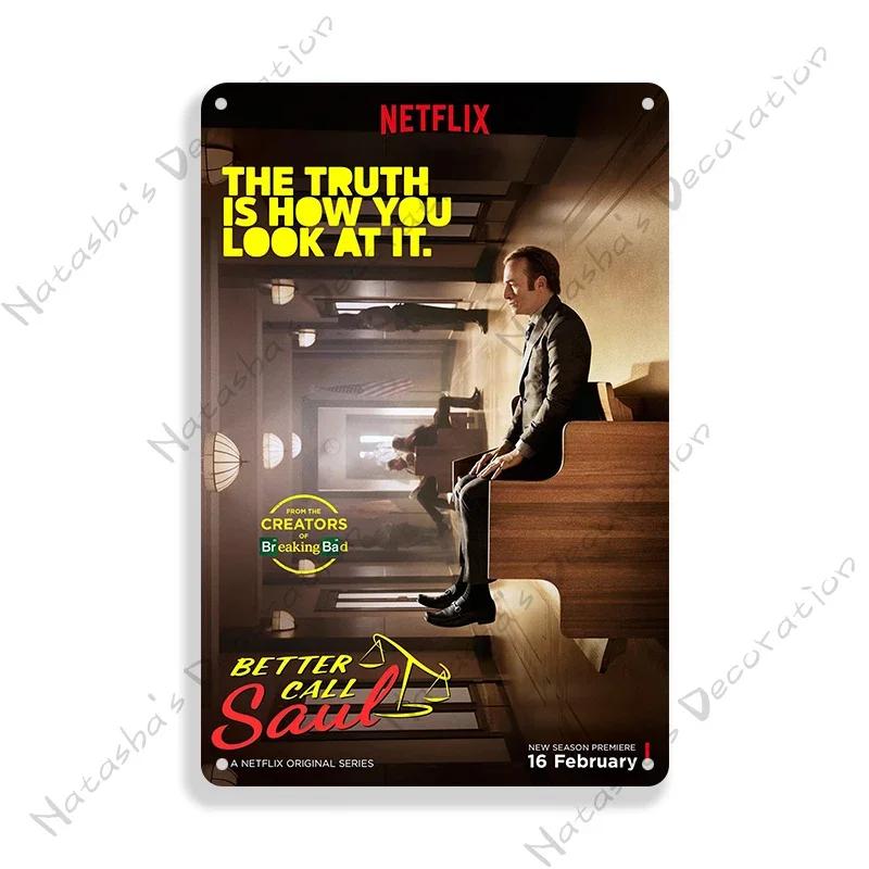 Klassisches Fernsehen Better Call Saul Dekorteller Metallteller Vintage Metall Blechschild Retro Poster Plakette Wand Industrielle Dekoration