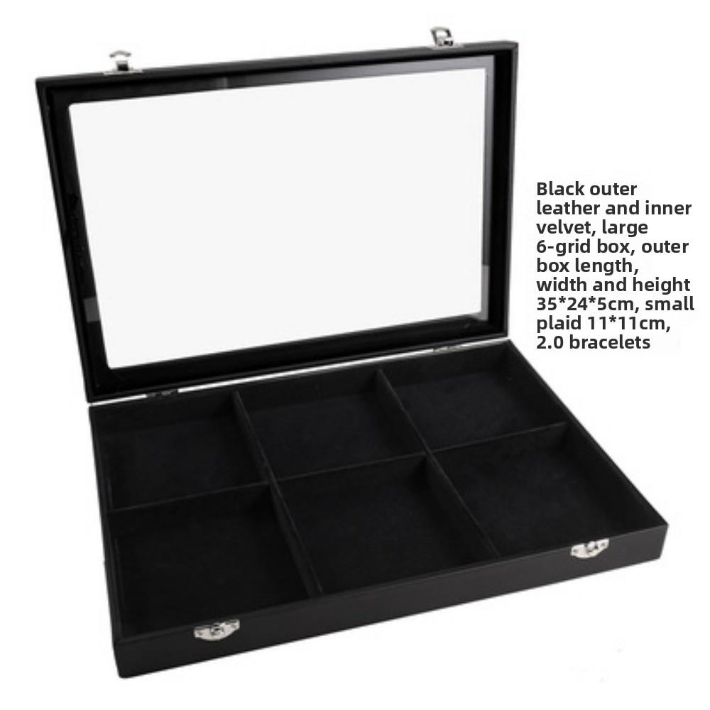Black Jewelry Box Jewelry Necklace Ring Earrings Bracelet Antique Plaid Storage Display Box Dust-proof Glass with Lid