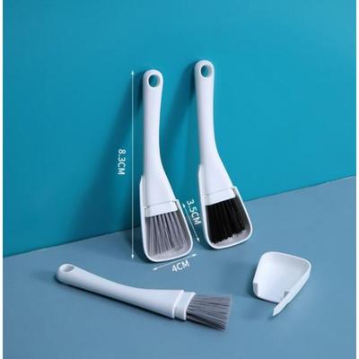 Spazzola per la pulizia a testa piatta, spazzola per la pulizia della tastiera, spazzola per la polvere da scrivania, spazzola piccola 3 in 1 per cucina, bagno e piano di lavoro