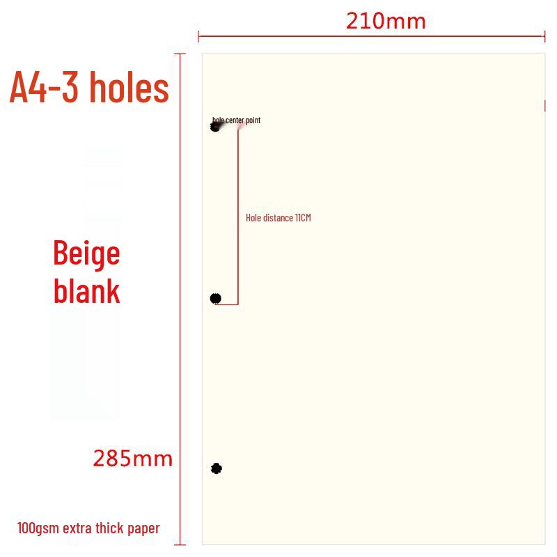 A4 Grid Kraft Paper Loose-Leaf Notebook with 30-Hole Refill - Retro Style