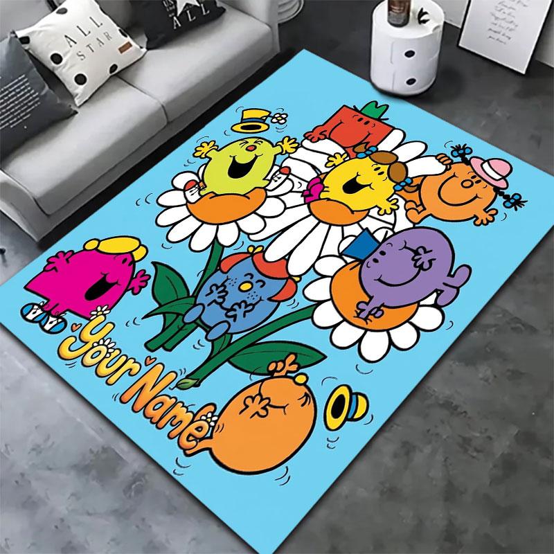 Mr. Men Little Miss Custom Name Carpet Rug for Living Room Bedroom Home Sofa Decoration,Kids play Non-slip Floor Mat