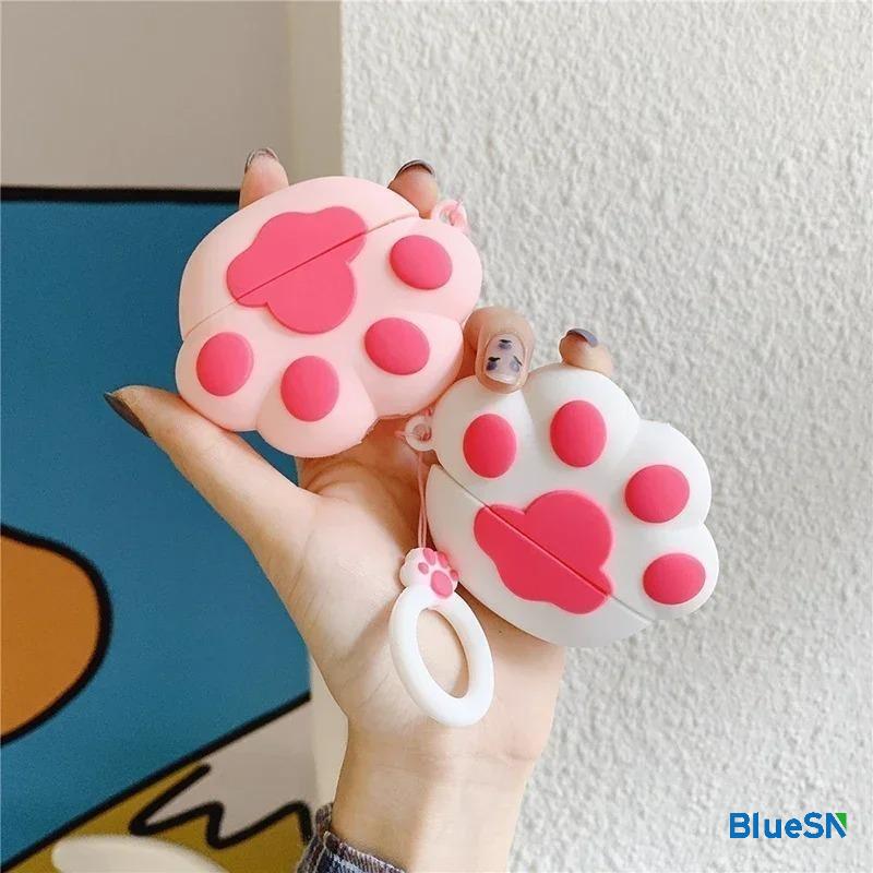 3D Cute Cartoon Cat Paw Earphone Case for Apple AirPods 1 2 Pro 3 2 Bluetooth Silicone Earphone Case for AirPods 4 3 Cover Cases Shell