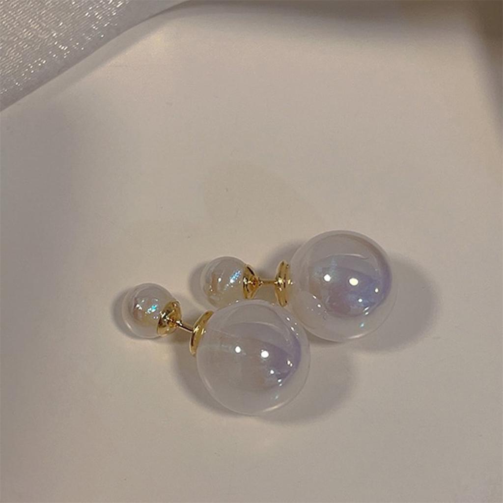 Mote Dame Ball Doble Øredobber Delikate Tosidige Kunstige Perle Ørestikker for Kvinner Boucle Jentegaver Smykker