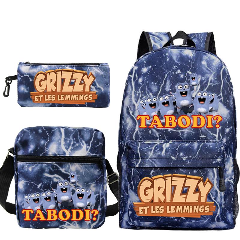 Printed primary and secondary school students backpack shoulder bag pencil bag three-piece combination