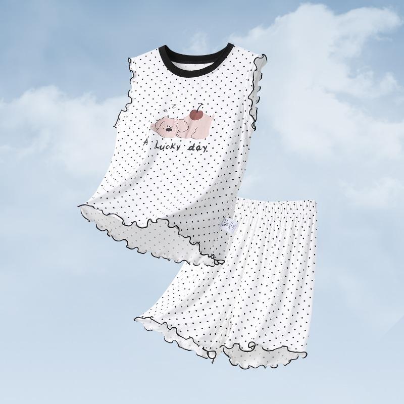 Girls Modal Pajama Set Summer Sleeveless Tank Top and Shorts Soft Lightweight Kids Loungewear Sleepwear 110