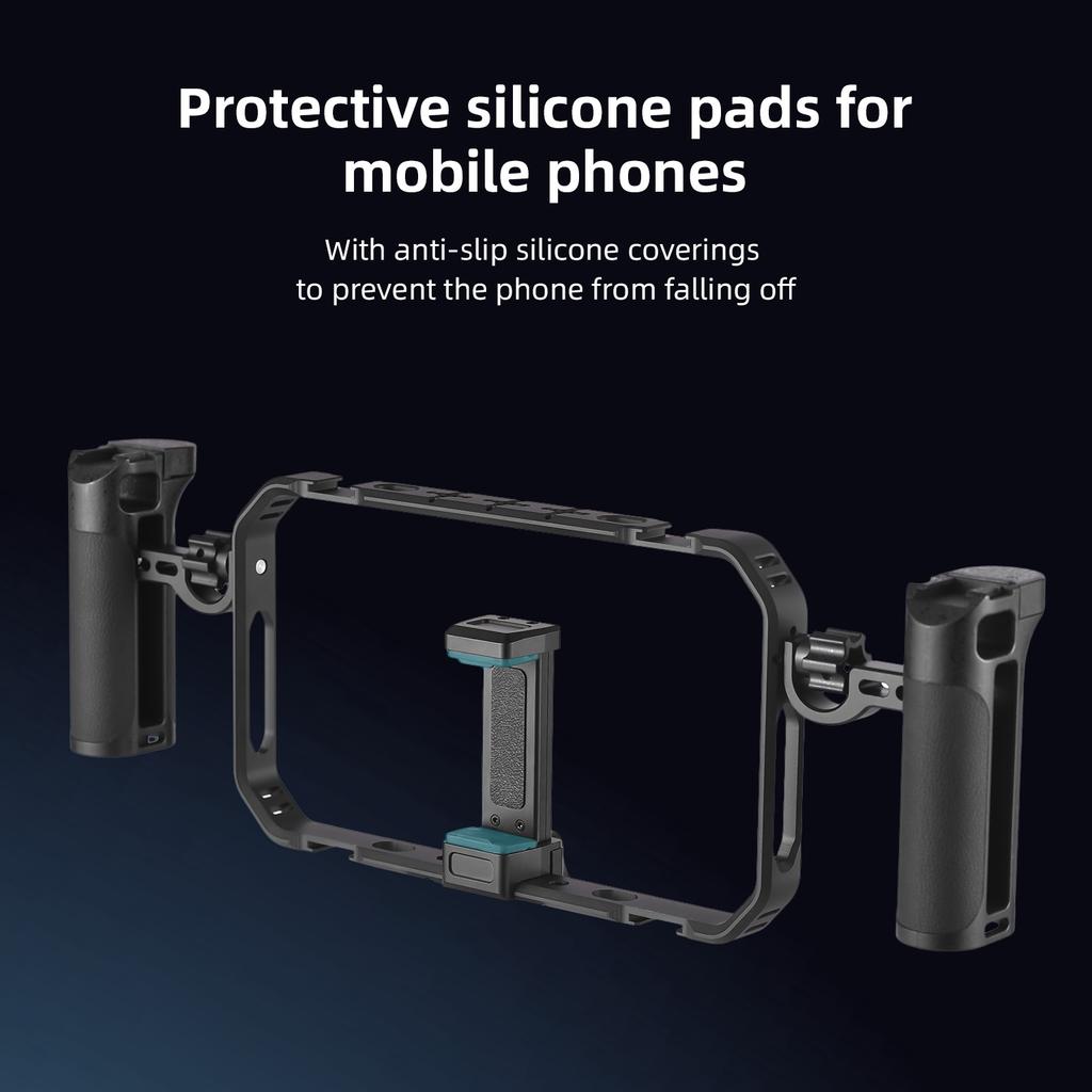 Portable Phone Video Rig Kit Smartphone Stabilizer for Video Recording Universal Phone Cage with Side Handles Cold Shoe