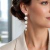 1 Pair Women Earrings, Imitation Pearls Long Earrings, French Style Long Drop Earrings, Lightweight Natural Earrings for Jewelry Gift