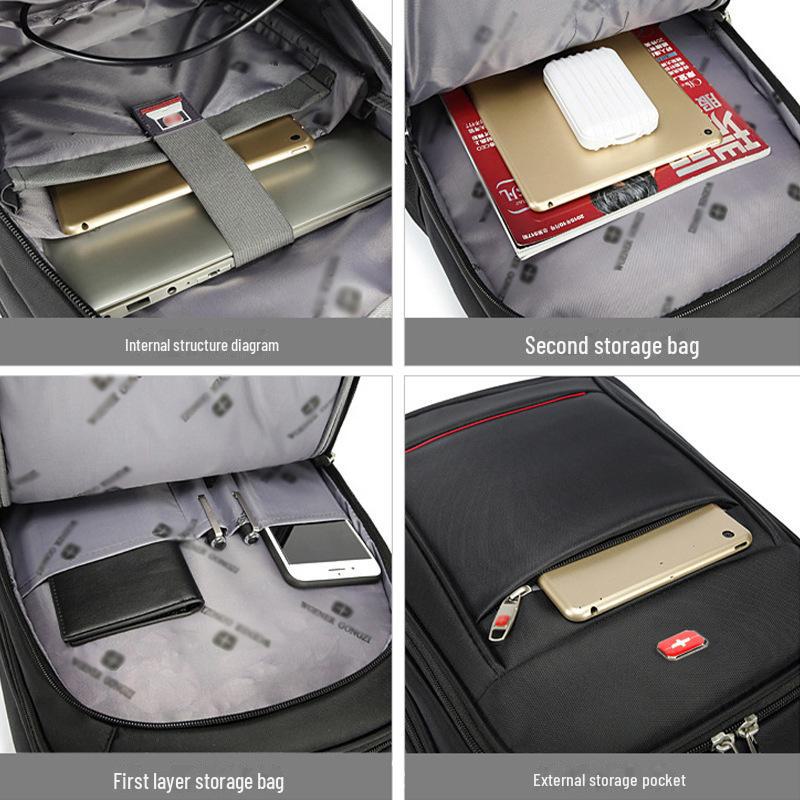 Multifunctional Business Travel Backpack with Detachable Wheels - Large Capacity, Waterproof, and Wear-Resistant.