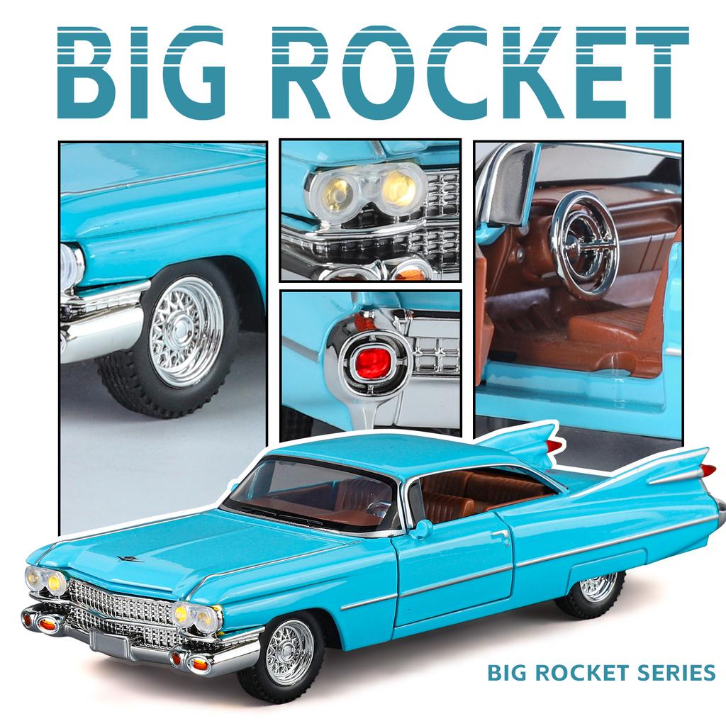 1/32 Cool Cadillac Big Rocket Alloy Model Car, High-quality Alloy Car Toys, Exquisite Decorations, Christmas Gifts