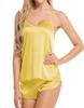Sexy Satin Women's V-Neck Lace Pajama Set: Sleeveless Camisole & Shorts for Home Wear