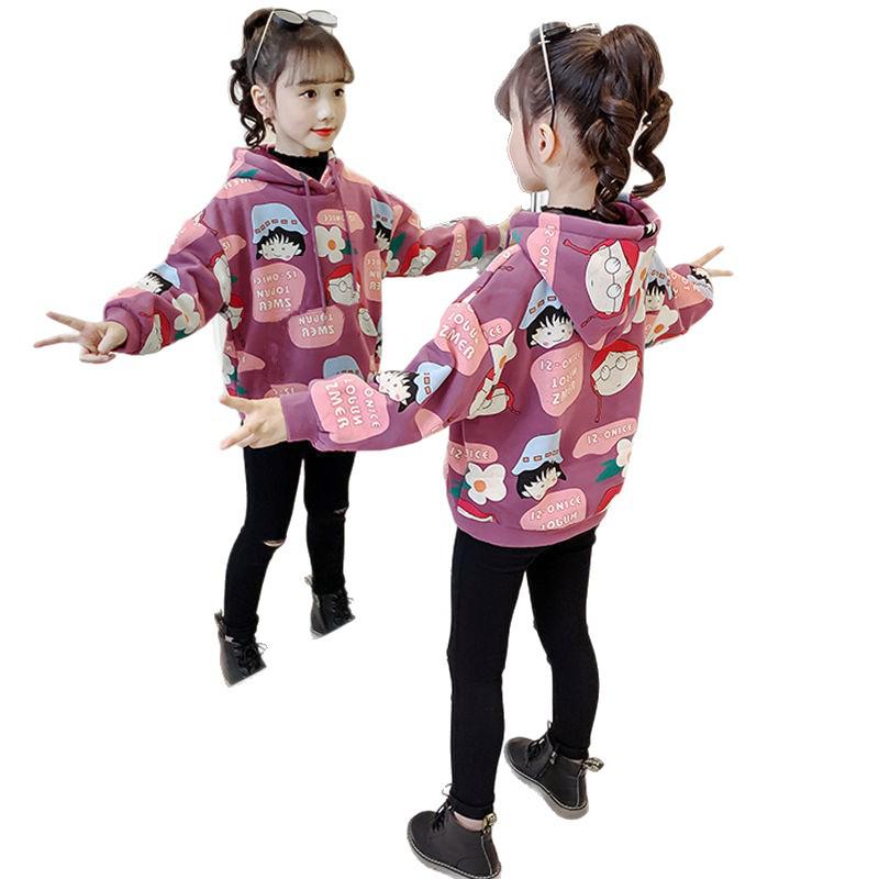 Girls' Cartoon Fleece Hooded Sweatshirt - Autumn/Winter 2025 Kids' Fashionable Thick Top