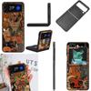 Halloween Herbst Kunst Hexe Katze Handyhülle Für Samsung Z Flip 7 6 5G Galaxy Z Flip4 Z Flip5 Z Flip3 Hülle Schwarze Harte PC Schale Prote