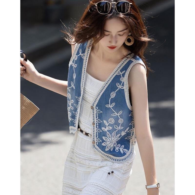 Women's Bohemian Embroidered Denim Vest