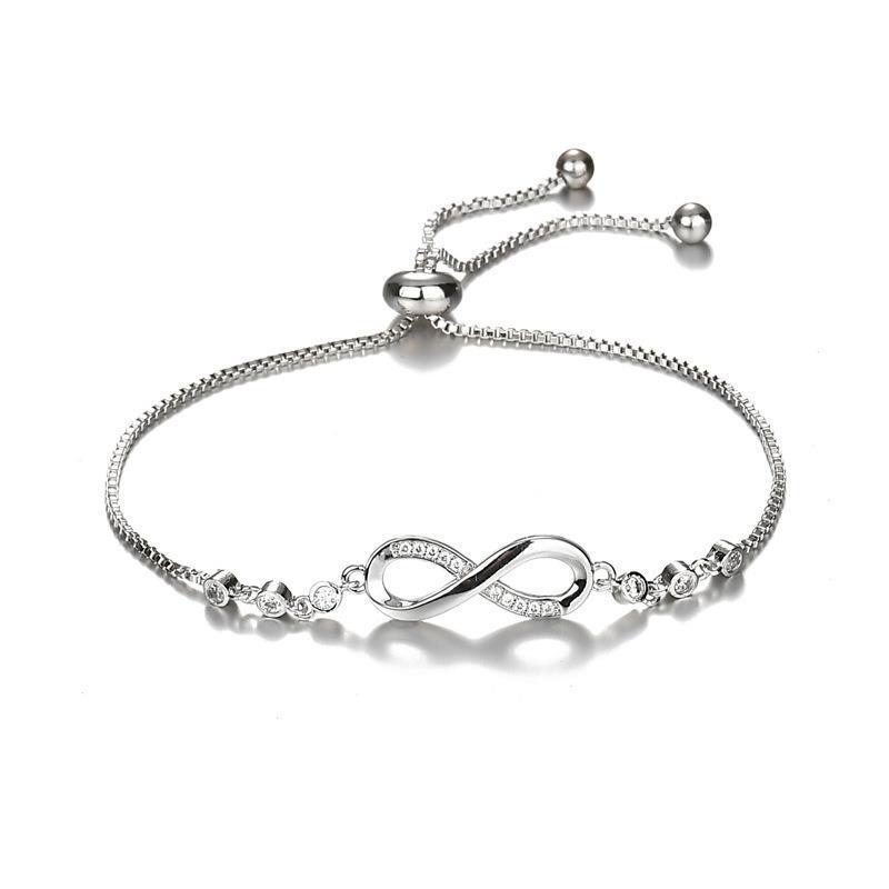 Stylish Personalized Women s Adjustable Micro-Paved Diamond Lucky Number 8 Bracelet