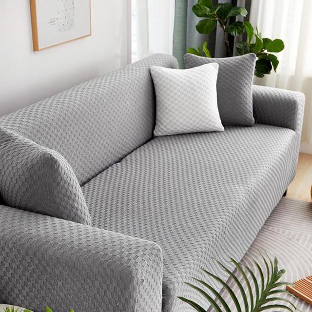 Kalın Kanepe Koruyucu Jakarlı Katı Baskılı Kanepe Kapakları Oturma Odası Kanepe Kapak Köşe Kanepe Slipcover L Şekli