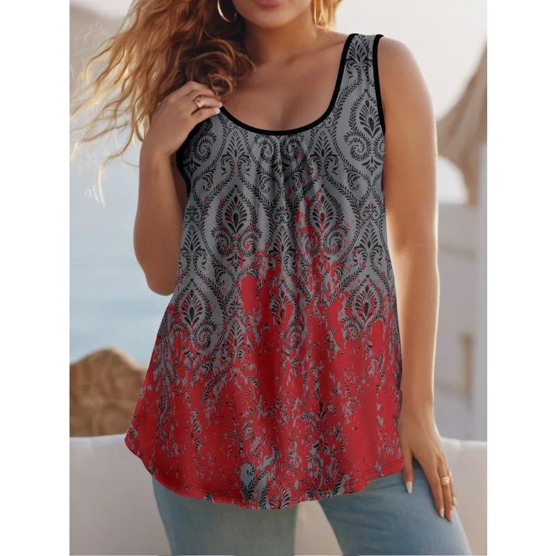 Summer Women's Sleeveless Colorful  Vest Comfortable Soft Leisure Loose Fashionable Versatile Vest