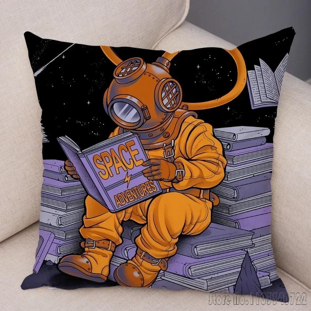Anime Cartoon Astronauts Cosmic Sky Cushion Cover Plush Pillowcase Pillow Case Shams Party Sofa Home Decor 45x45cm Kids Gift