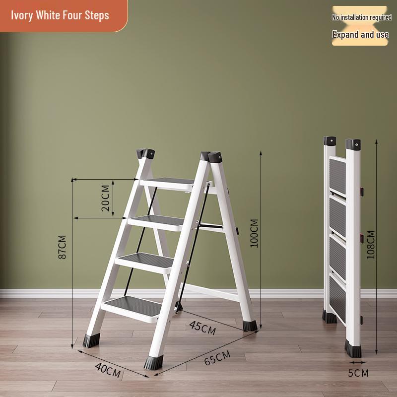Multifunctional Folding Telescopic Indoor A-Frame Ladder, Portable 4-Step Household Climbing Ladder