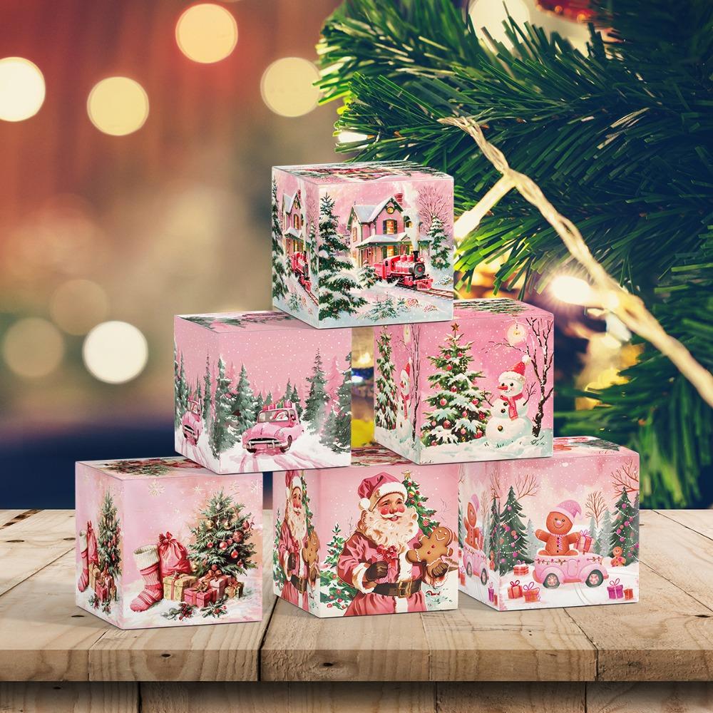 6pcs/set Christmas Candy Box 7x7x7cm Wrapping Boxes New Storage Box  Home Decor