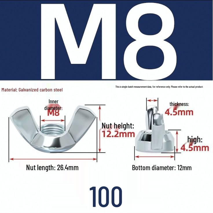 Galvanized Wing, Coin, and Hand-Tightened Nuts (M3, M4, M5)