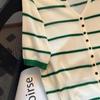 New Striped V-neck T-shirt for Women's Short-sleeved Summer Fashionable Ice Silk Sweater Top