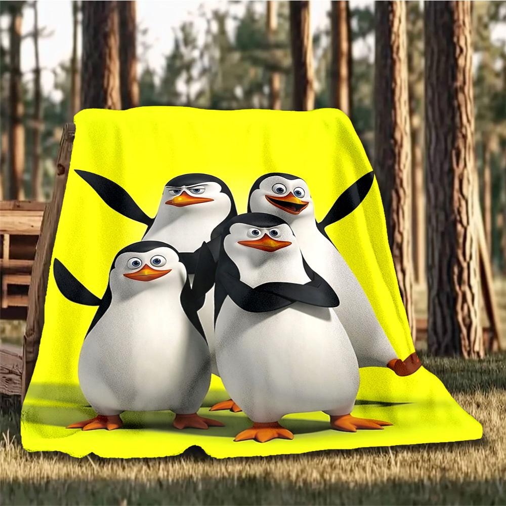 1pc Penguins of Madagascar Outdoor Soft Blanket Ultra Plush, Warm, Versatile, and Easy Care for Camping, and