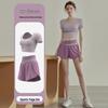 Premium Women's Color Block Sportswear Set - Short Sleeve Top & High-Waist Shorts, Yoga & Pilates Two-Piece Outfit