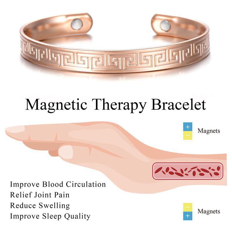 Simple Geometric Bio Magnetic Men Women Classical Patter Therapeutic Energy Healing Magnetic Bracelet Therapy Arthritis Jewelry