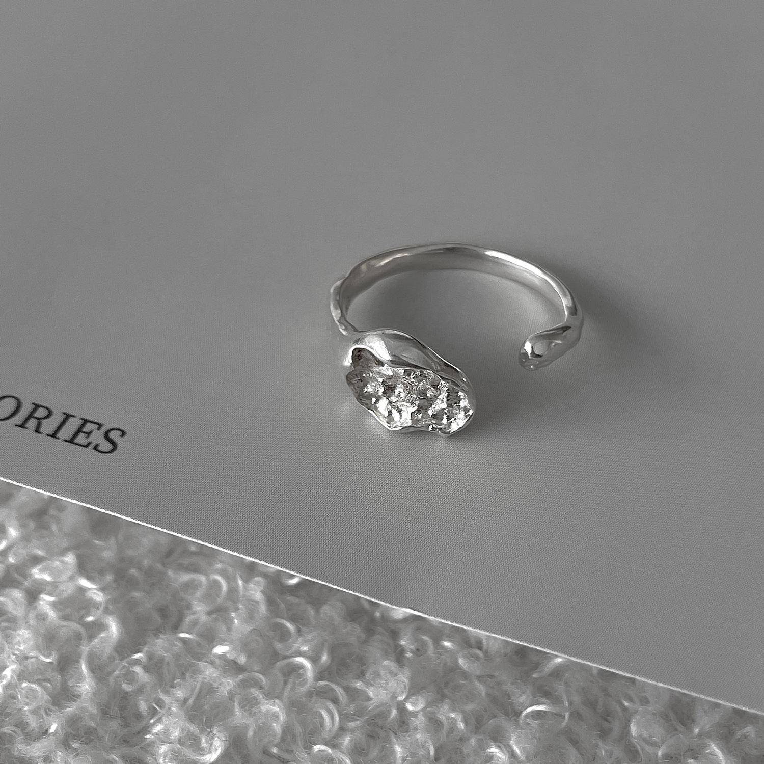 

Кольцо с неровным гравийным дизайном, ниша, стиль, высокое чувство, открывающееся кольцо из стерлингового серебра 925 пробы, мода для женщин opening adjustable