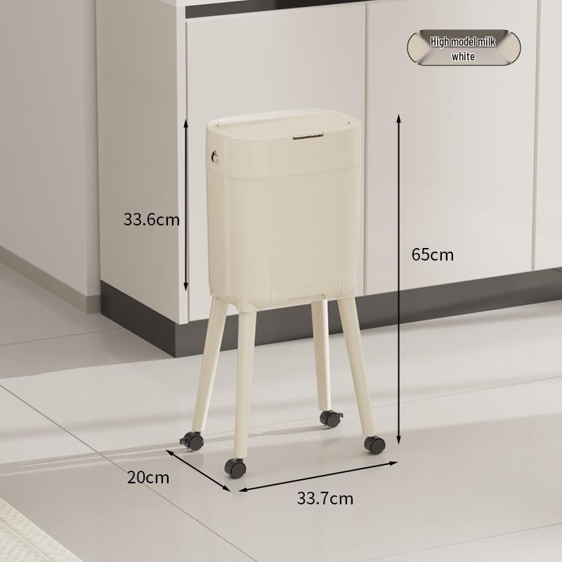 High-Leg Wheeled Trash Can: Stylish, Large-Capacity, with Lid for Kitchen Use