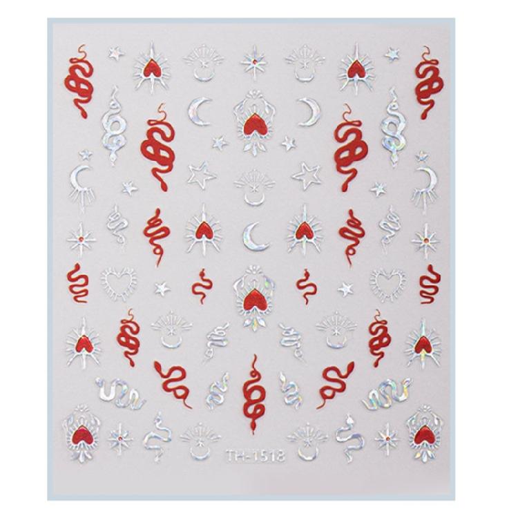 1 Sheet Fashion Nail Art Decals for Chinese New Year Manicure Decors with Cartoon Snake PatternsNail Salon Accessories