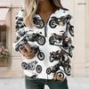 Women Plus Size Half Zip Long Sleeve Sweatshirt Vintage Motorcycle Checkerboard Print Pullover Top