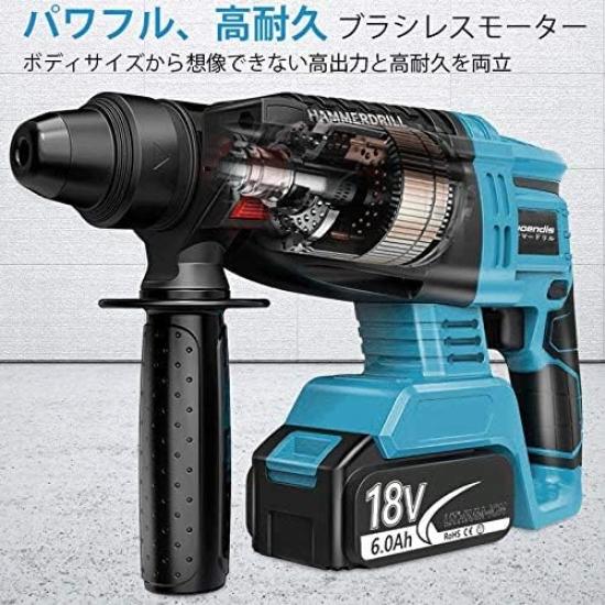 Kyohen Cordless Electric Hammer Drill with Storage Compatible with Makita Hammer Drill for Drilling and DIY Case, 18V, Powerful, Professional-Grade