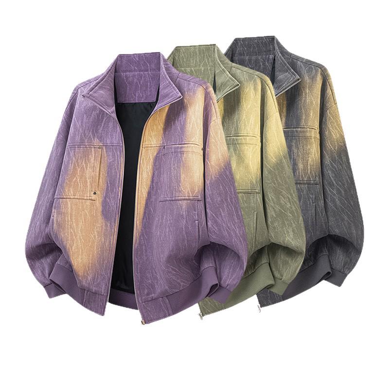 Men's Plus Size Stand Collar Retro Jacket - 2026 Autumn Collection, Trendy Loose Fit Casual Wear