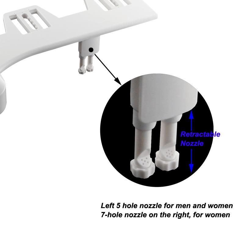 Non-electric Bidet Seat with Dual Spray for Feminine and Buttocks Hygiene