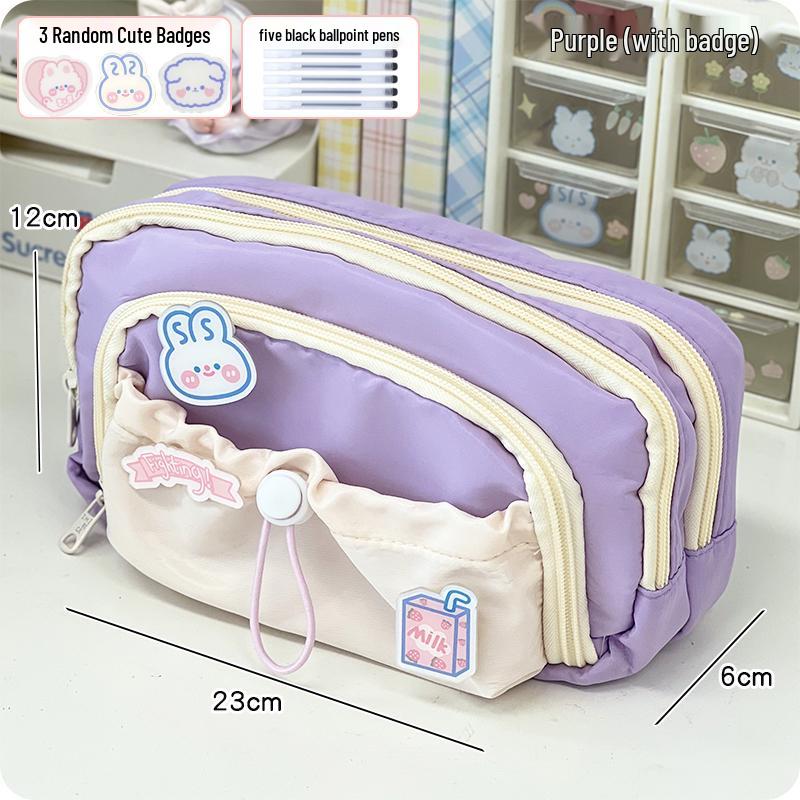 High-Capacity Cute Pencil Case for Girls - Perfect for Elementary and Junior High Students