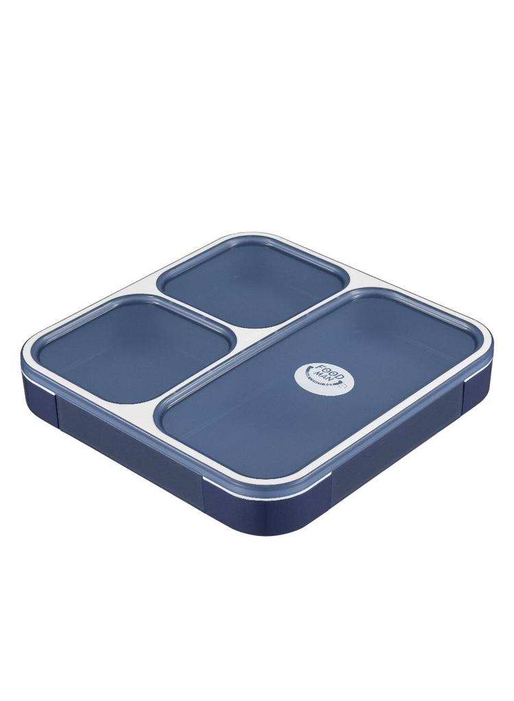 Foodman Bento Box, 800ml, Slim, Upright, Carry-Along, Clear Navy, Leak-Resistant, Double Sealing, Secured with 4-Point Lock, CB Japan, DSK