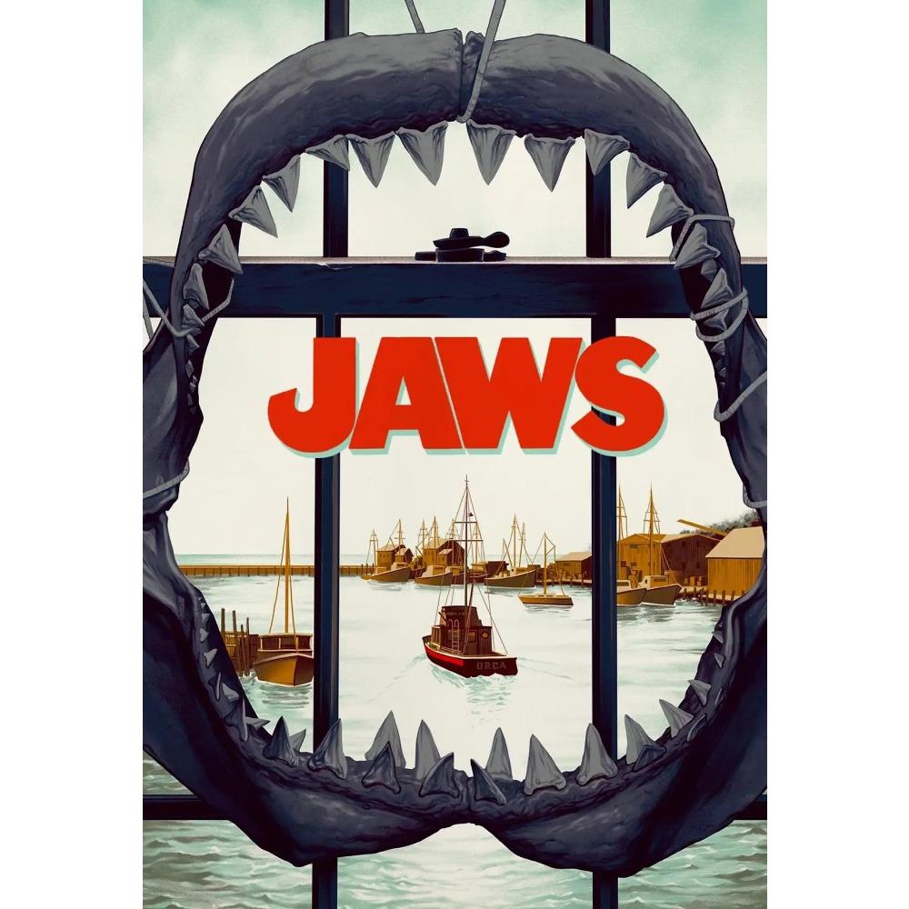 Berühmte Amerikanische Klassische Horror Jaws Filmplakate Retro Küstenstadt Drucke Leinwandmalerei Wandbilder Heim Wohnzimmer Dekor