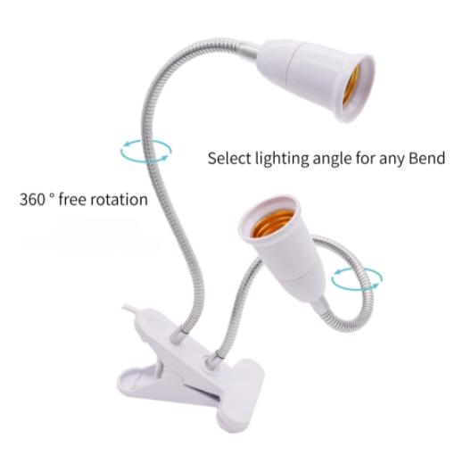360 Degrees Flexible Desk Lamp EU/US Plug Holder E27 Base Light Socket with On Off Switch Bulb Holder