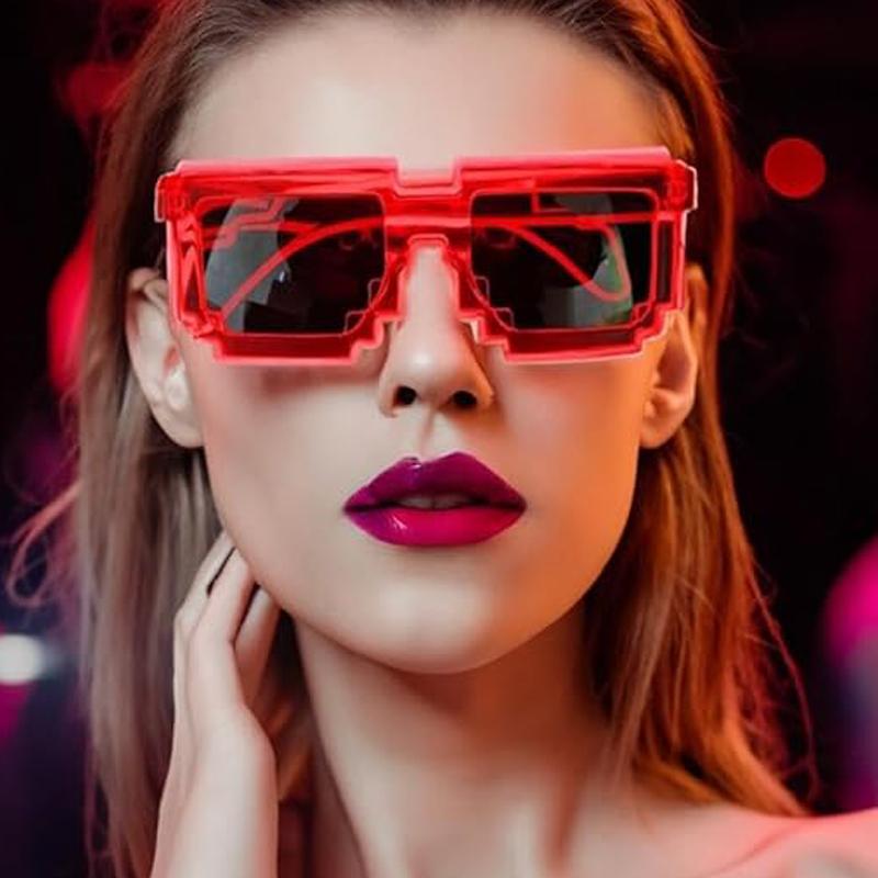 New Design Cool Glowing Mosaic EL Glasses Highly Eye-catching Wireless Eyewear NightClub Props Light up Accessories Neon party