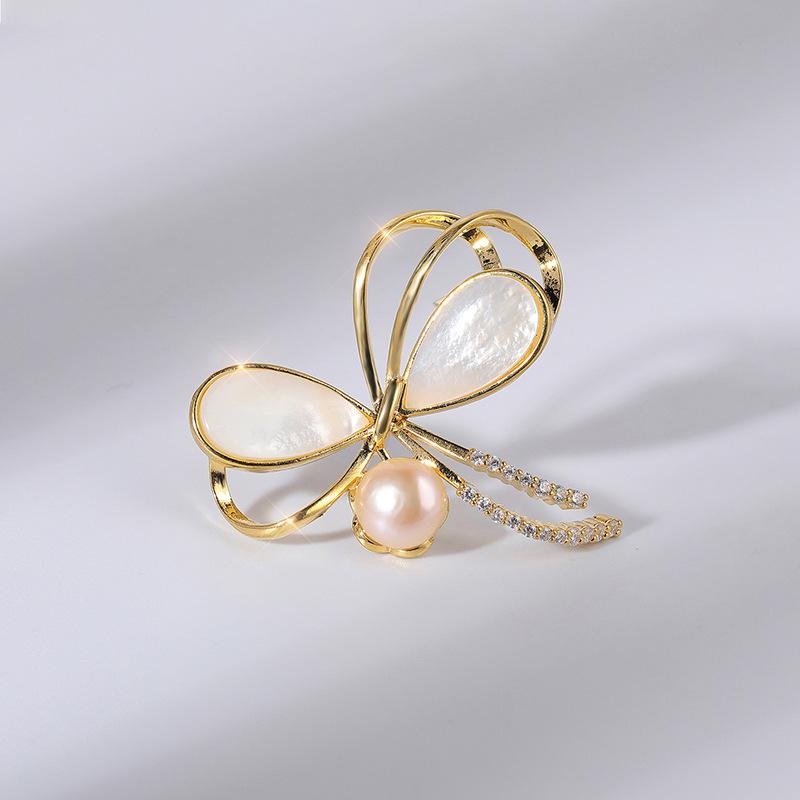 Bo Xin Yun Luxury Shell Pearl Bow Brooch with Zircon