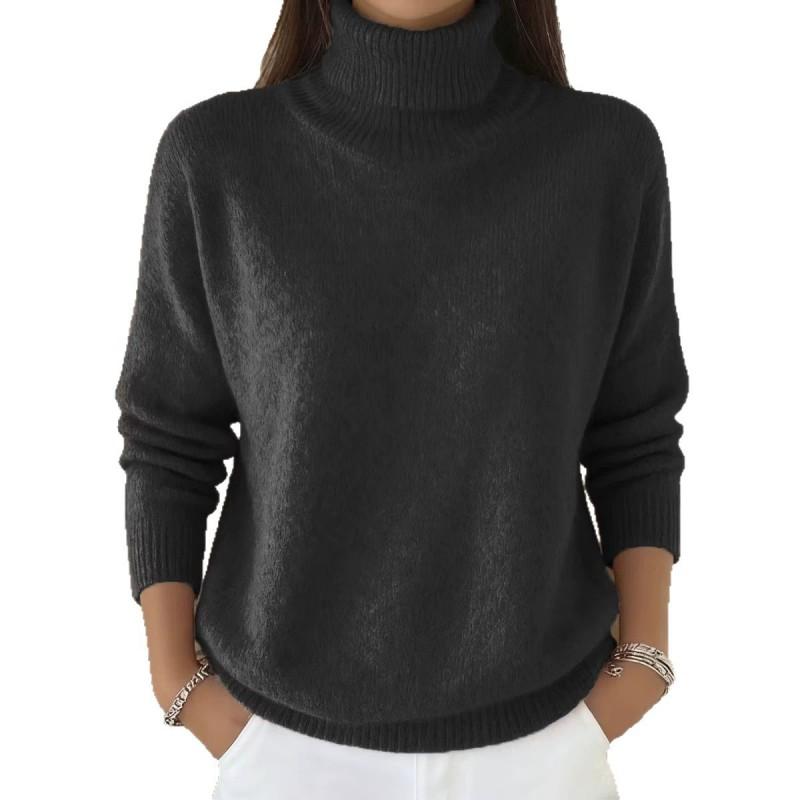 Womens Solid Color High Neck Knit Sweater Fall Winter 2026 Casual Elegant Pullover Lightweight Warm
