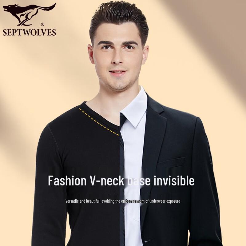 Septwolves Men's Double Warm Fleece V-Neck Thermal Top