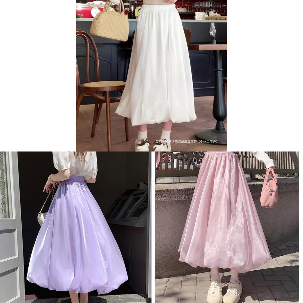 Sparkle Satin Midi Skirt With High Waist For Women Spring Summer Fashion