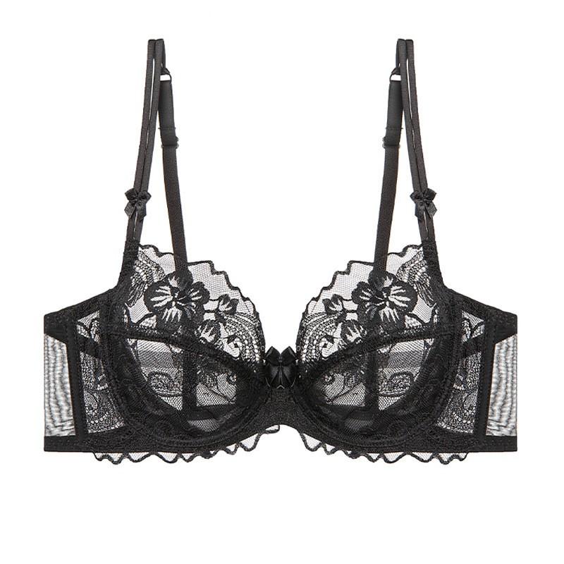 Womens French Lace Bra With Soft Underwire Thin Molded Cup Full Coverage Large Busts Breathable Supportive
