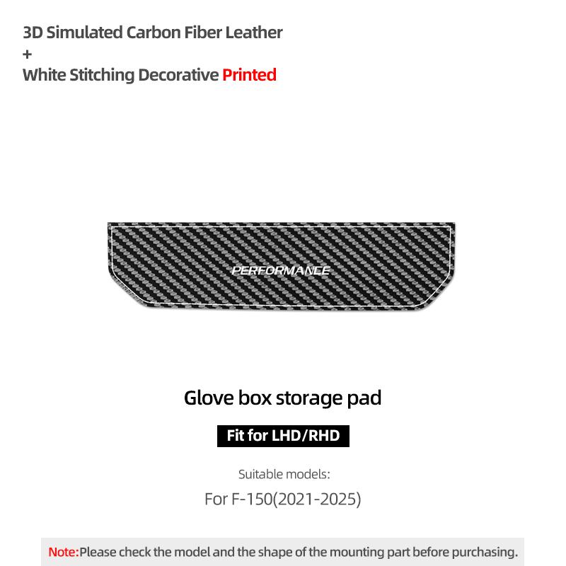 Made of Alcantara Betterhumz For Ford F-150 SVT Raptor - Glove Box Storage Pads Trim Tuning Decor Car Interior Accessories Carbon Fiber Leather