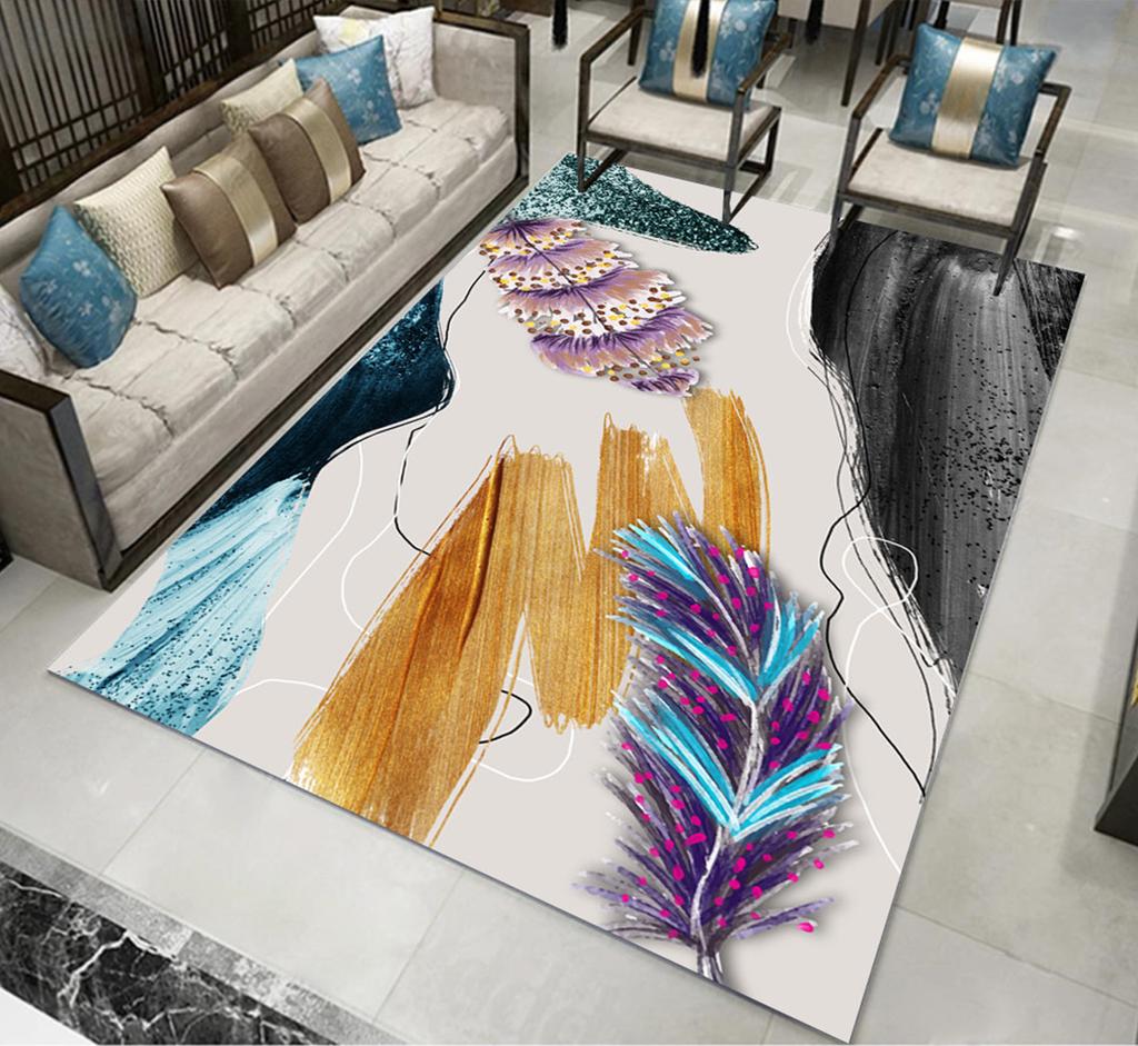 Gorgeous Pink Rose Carpets Living Room Household Decoration Sofa Table Area Washable Anti-slip Soft Floor Mat Bedroom Decor Rugs